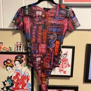 Missguided neon graphic bodysuit